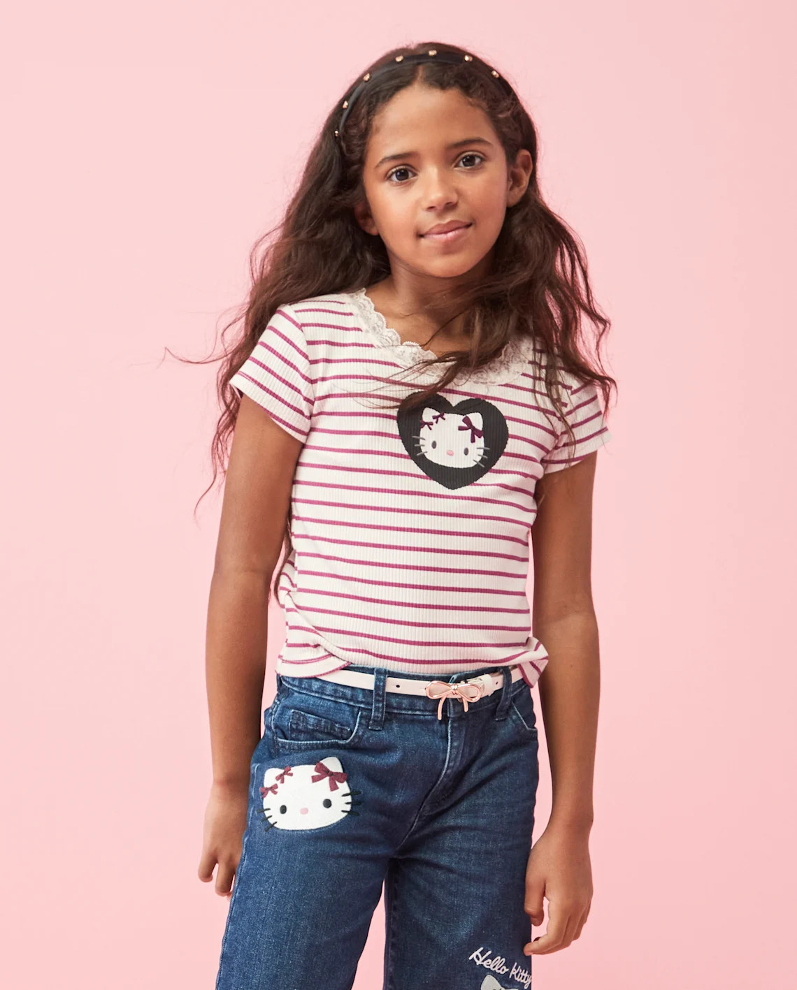 Girls Hello Kitty® Embellished Ribbed Baby Tee - red | The Children's Place