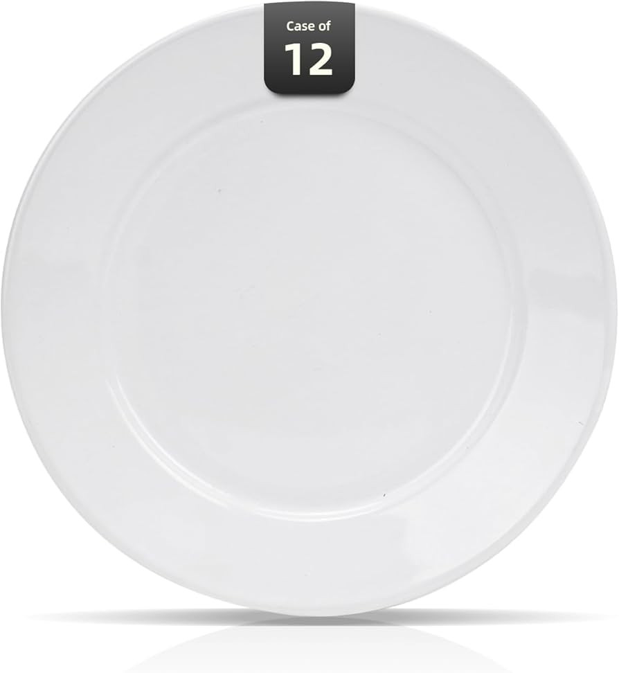 Wide Rim Bone China Commercial Grade Restaurant Plate 12", Case of 12 | Amazon (US)
