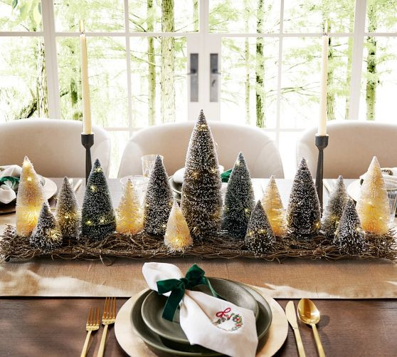 Lit Bottlebrush Tree Centerpiece | Pottery Barn (US)
