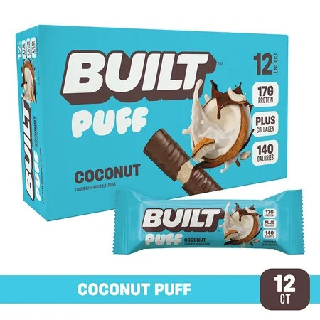 BUILT Bar, Protein Bars, Coconut Puff, 12 Count Box | Walmart (US)
