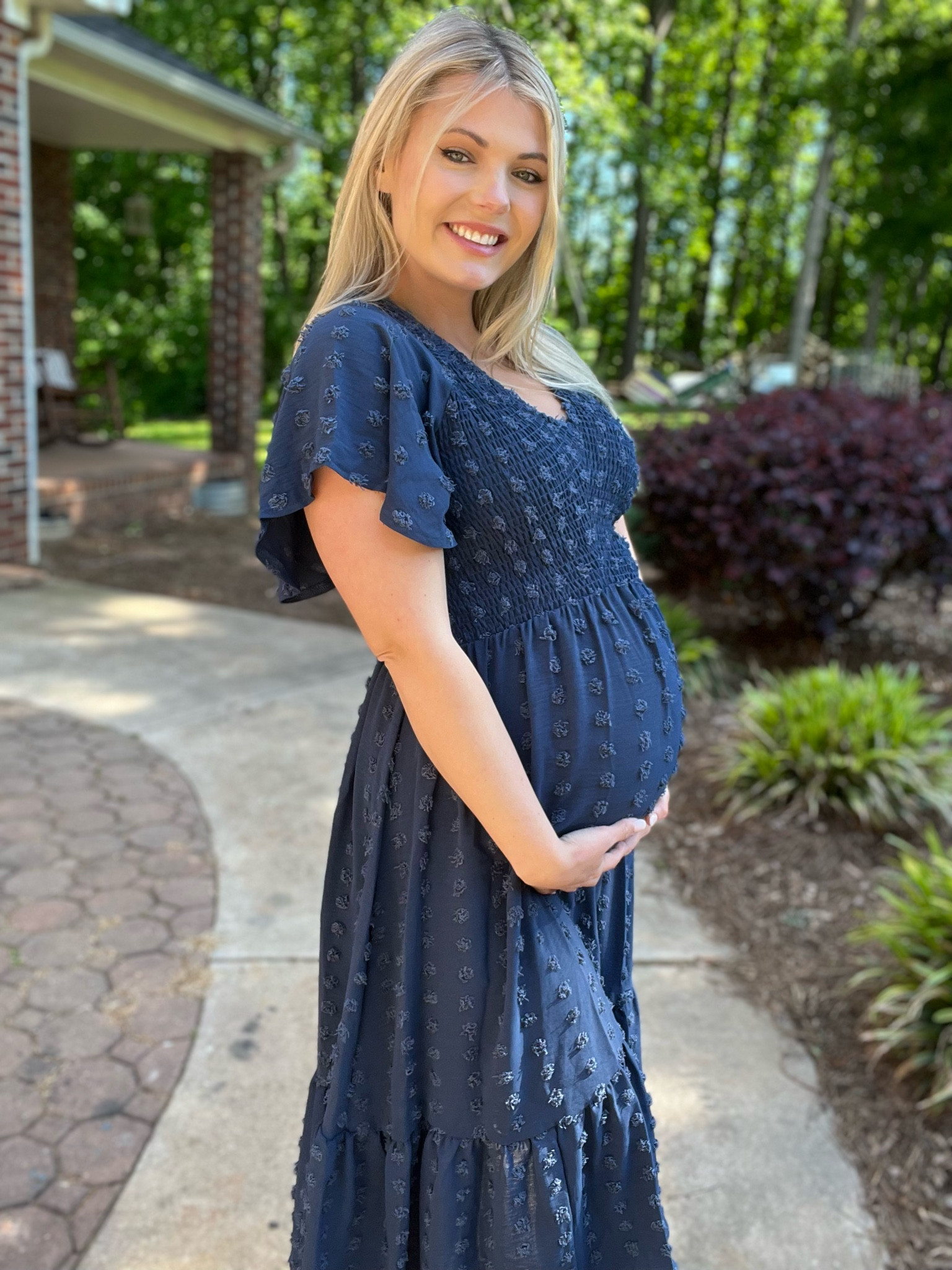Feeling like a princess in this dress from Amazon! UNDER $40! I ordered a medium and I’m 145lb 35 weeks pregnant here <3 Material is light weight and I love the quality! 
Women's Summer Midi Dresses Casual Smocked V Neck Flutter Short Sleeve Swiss Dot A Line Boho Flowy Long Dress

#LTKstyletip #LTKbump #LTKunder50