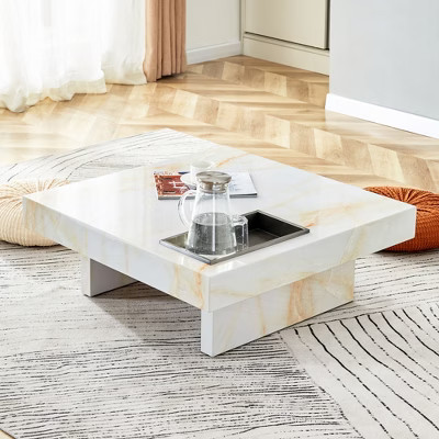 Modern and practical coffee table with imitation marble patterns, made of MDF material. The fusion of elegance and natural fashion 31.4in*31.4in*12 in | Target