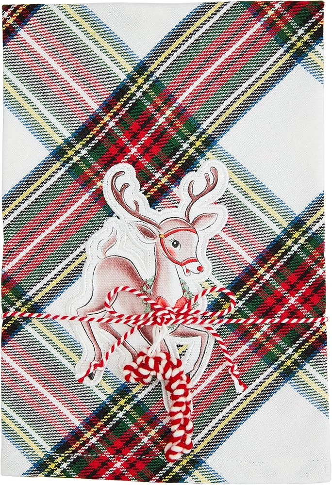 Mud Pie Patch Tartan Towels, Reindeer, 21" x 14" | Amazon (US)