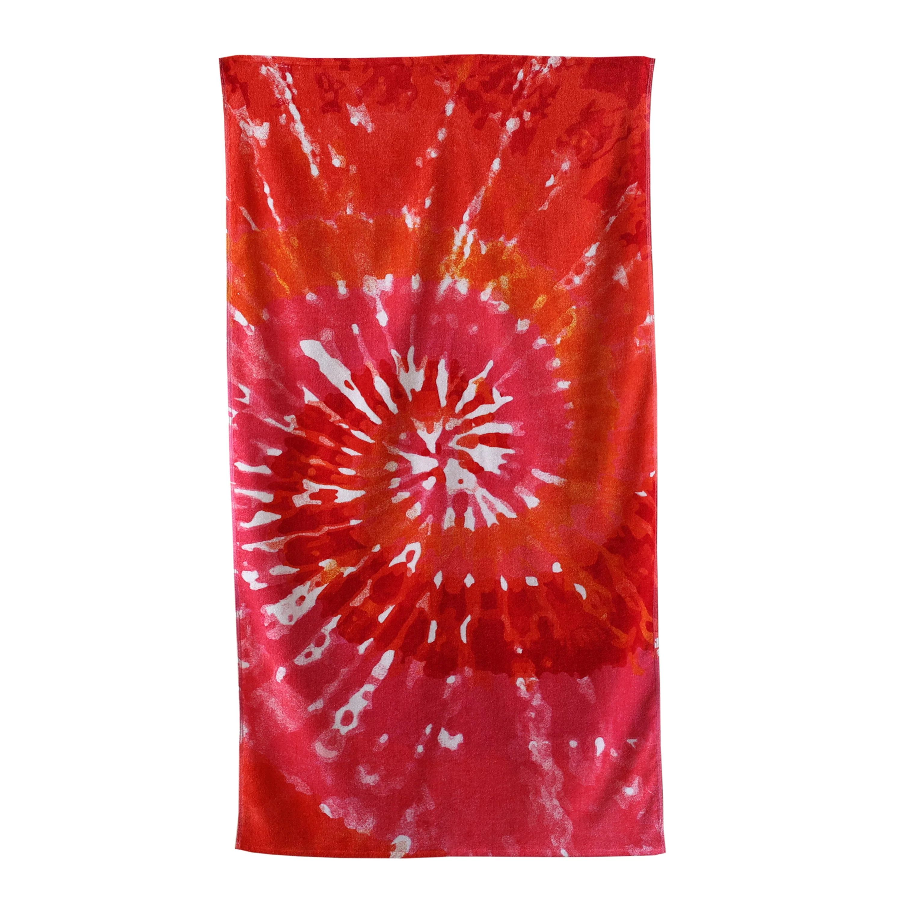 Mainstays Velour Beach Towel, Tie Dye,Orange, 28x60 | Walmart (US)