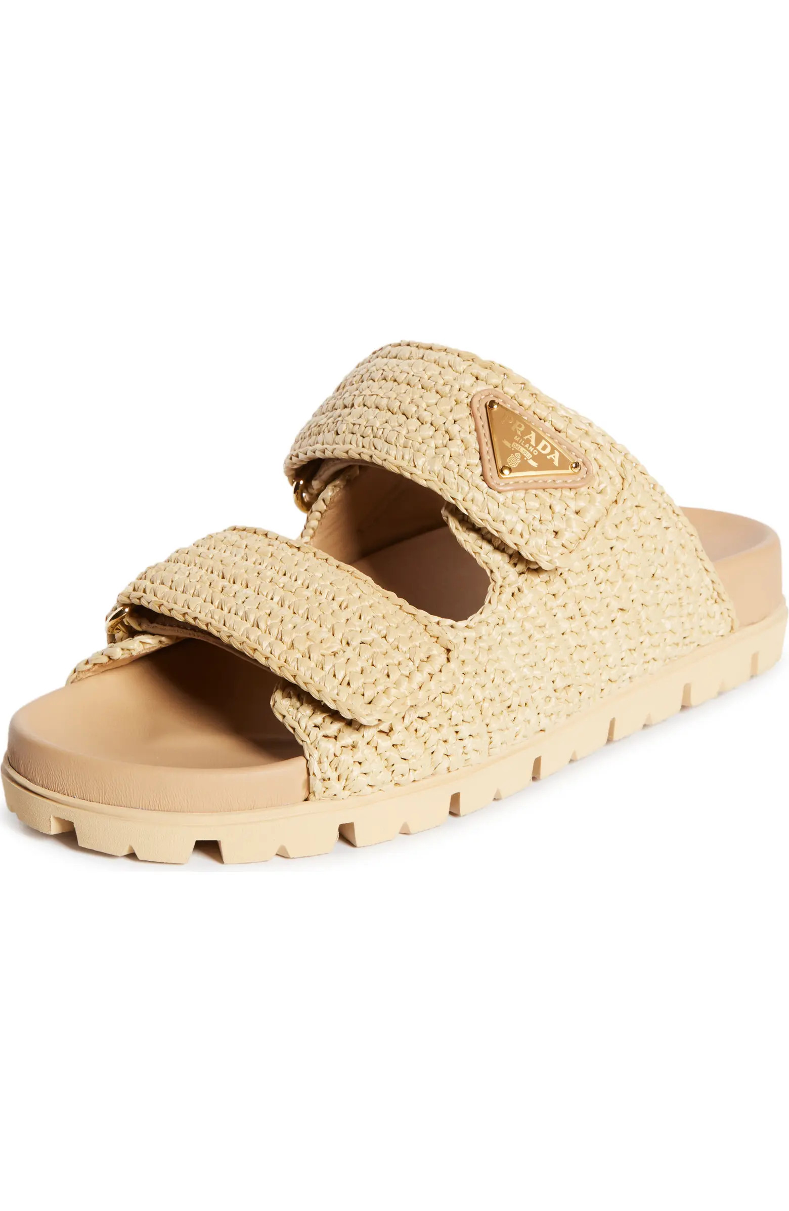 Raffia Double Band Slide Sandal (Women) | Nordstrom