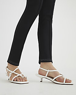 White Toe Strap Kitten Heel Sandals | River Island UK & IE