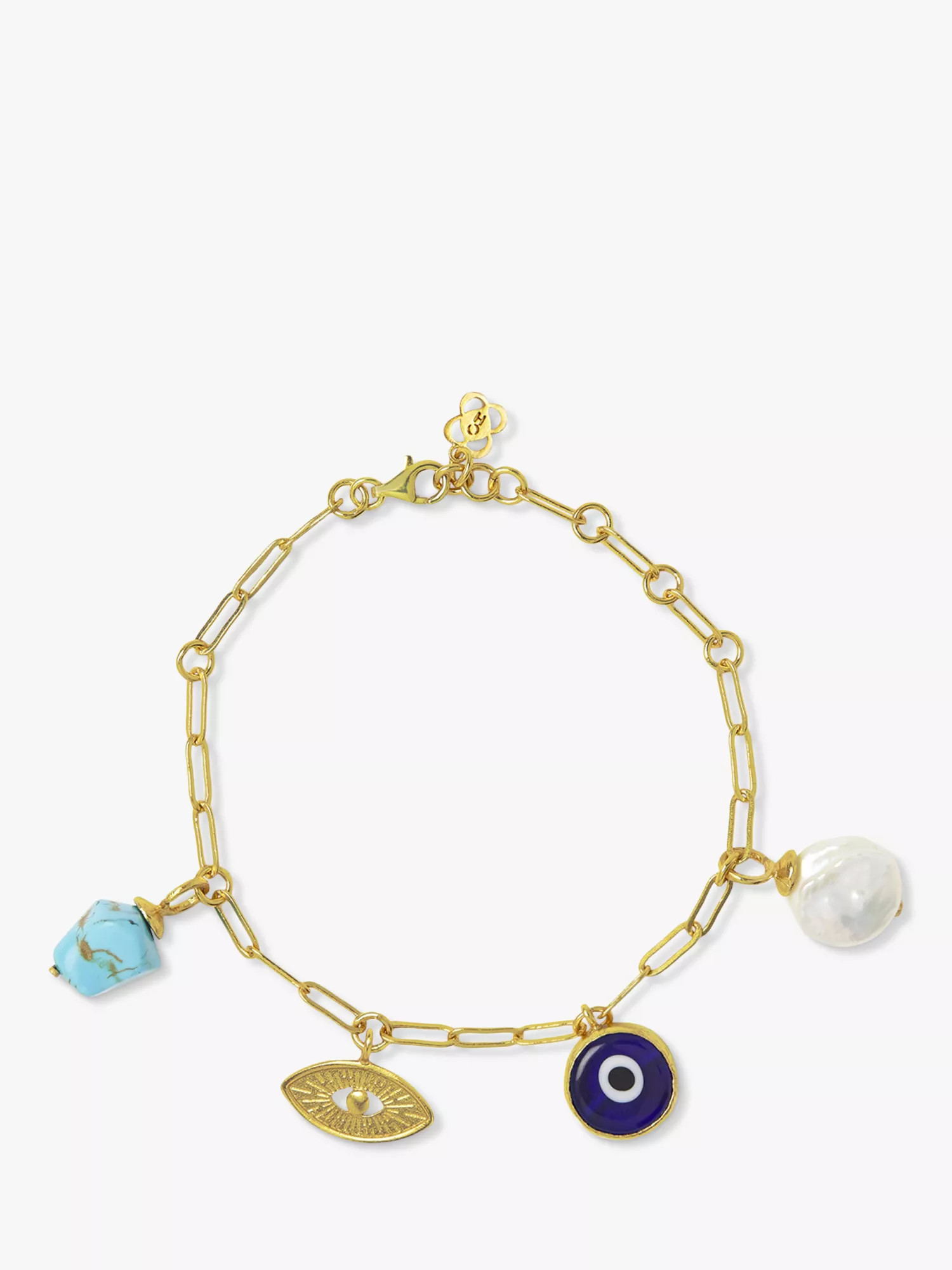 Ottoman Hands Cornicello Evil Eye Charm Bracelet, Gold | John Lewis (UK)