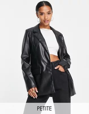 Threadbare Petite - Conker - Blazer en similicuir - Noir | ASOS (Global)