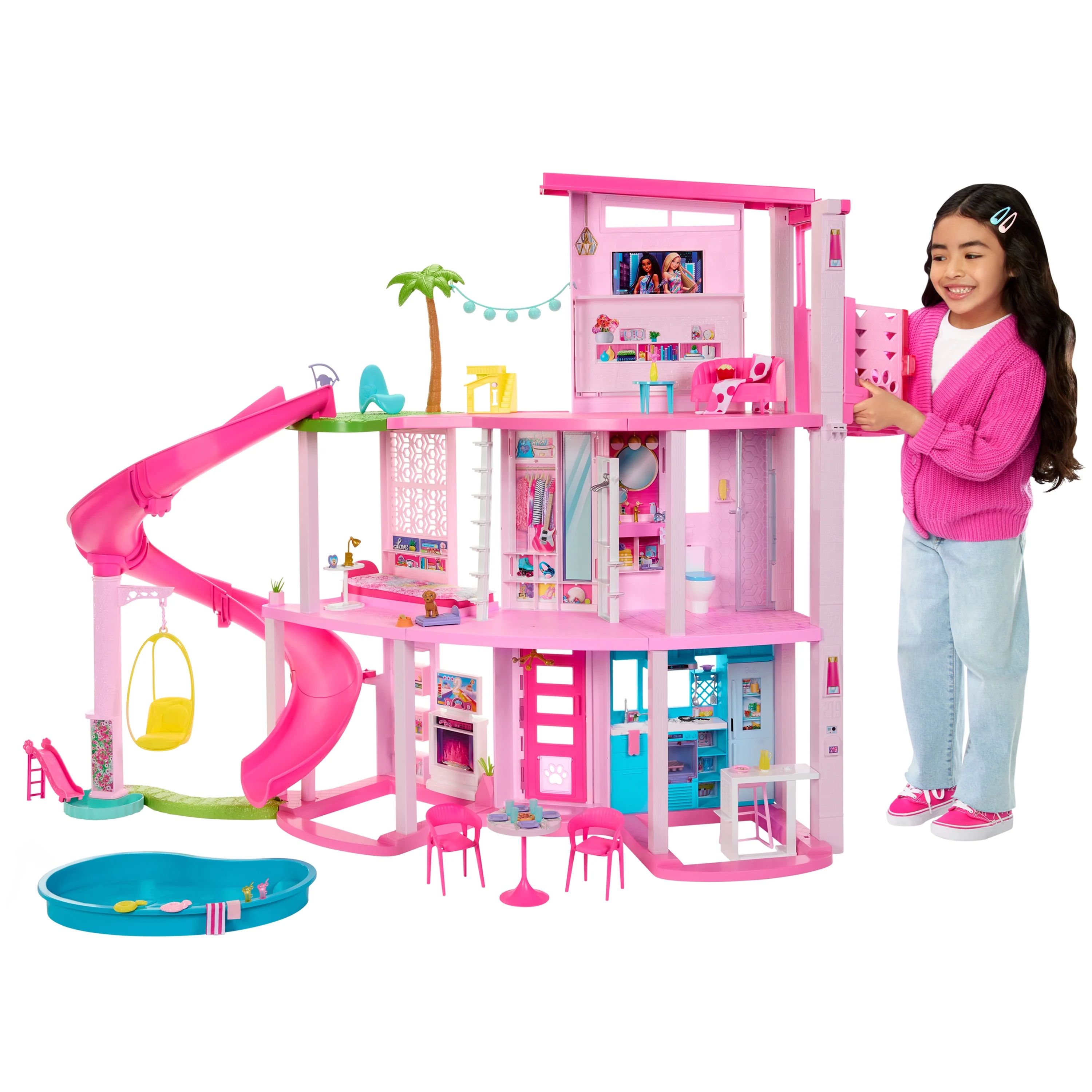 Barbie Dreamhouse, 75+ Pieces, Pool Party Doll House with 3 Story Slide - Walmart.com | Walmart (US)