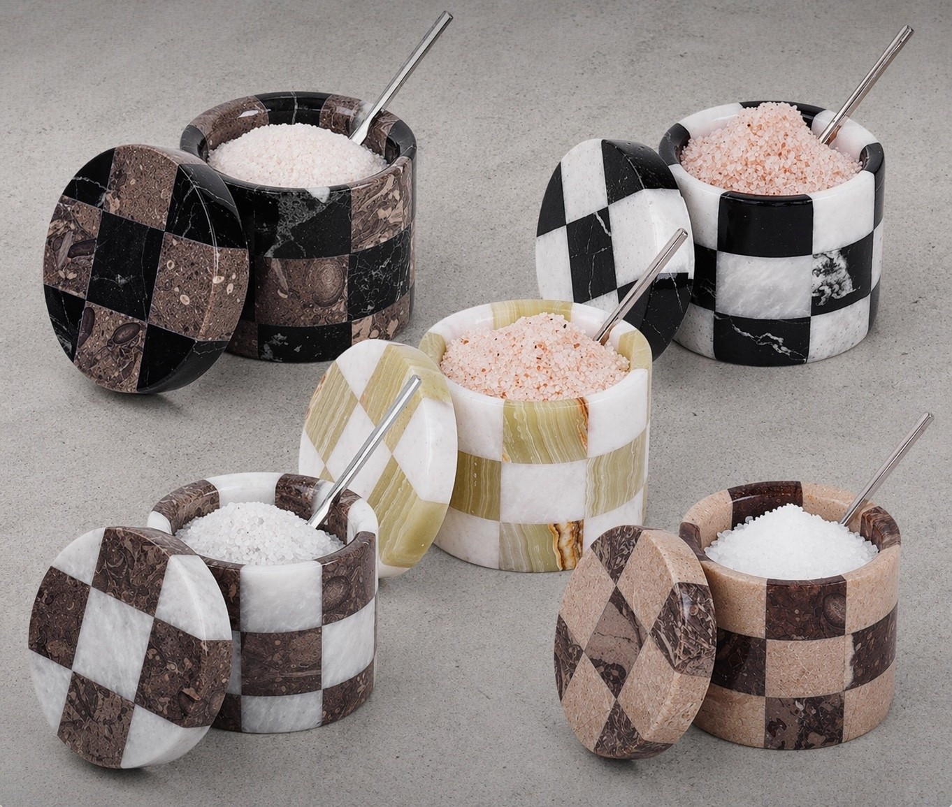Luxury kitchen details that feel like art.
These checkered marble salt cellars are the perfect mix of functional + beautiful.
Because even your salt deserves a stylish home. ✨

#LTKmorningroutine #LTKHome #LTKMothersDay