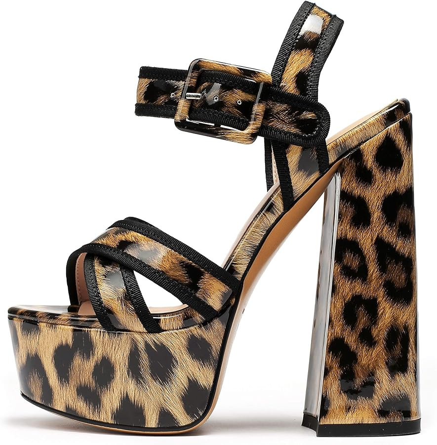 Mettesally Women's Chunky Platform Heels Open Toe Ankle Strap Block Heel Sandals Party Summer Sho... | Amazon (US)