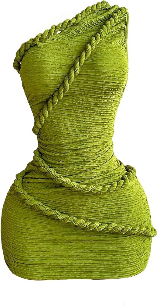 OYOANGLE Women's One Shoulder Bodycon Mini Dress Braided Strap Party Date Night Out Club Dress | Amazon (US)