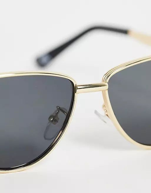 Topshop metal angular cat eye sunglasses with brow bar in black | ASOS | ASOS (Global)