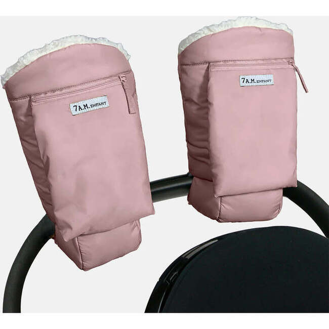 7AM Enfant | Stroller-Handle-Attachable Warmmuffs, Ash Rose (Pink) | Maisonette | Maisonette