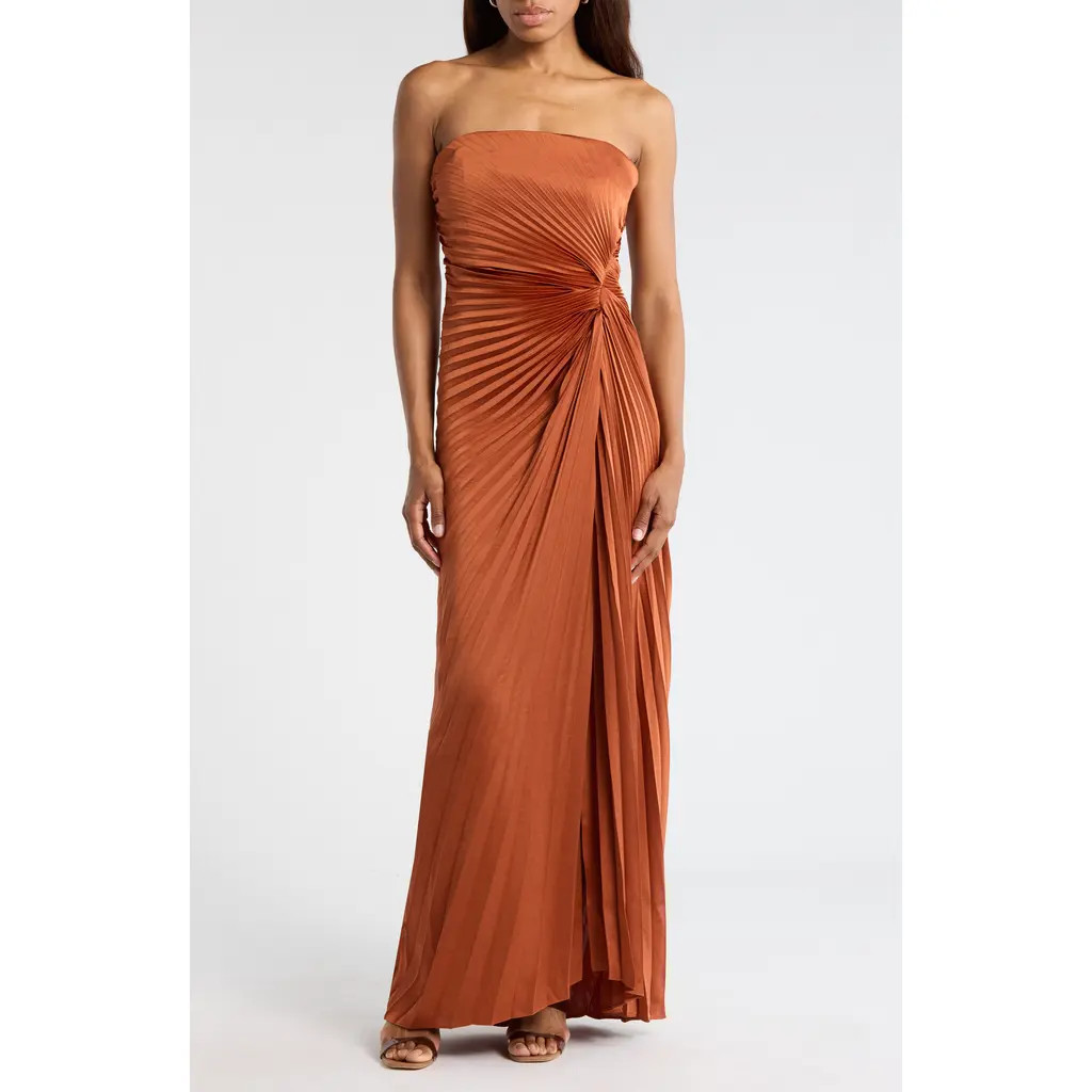 A.L.C. Layla Strapless Pleated Gown in Red Rock at Nordstrom Rack, Size 8 | Nordstrom Rack