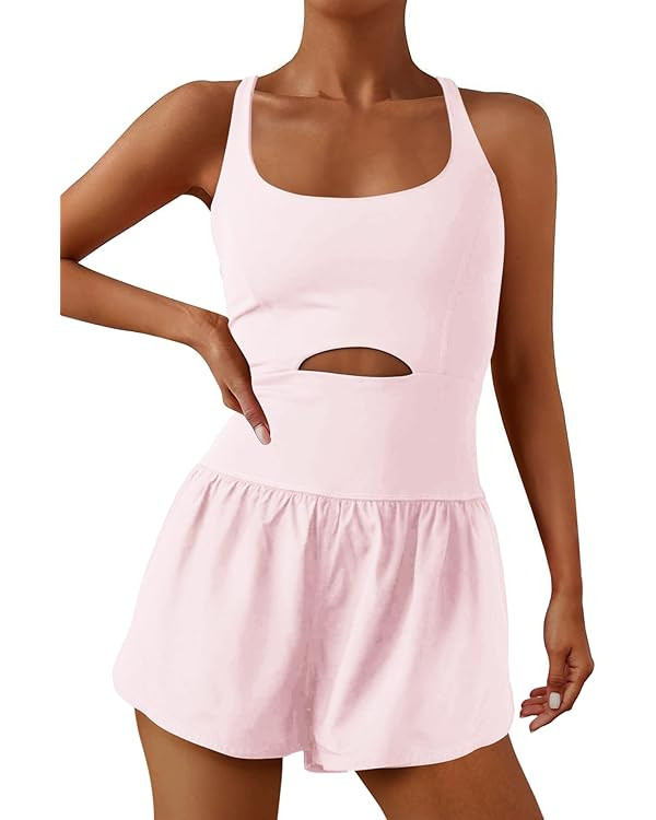 ReachMe Womens Running Onesie Workout Rompers Athletic Romper One Piece Outfits Exercise Jumpsuit... | Amazon (US)