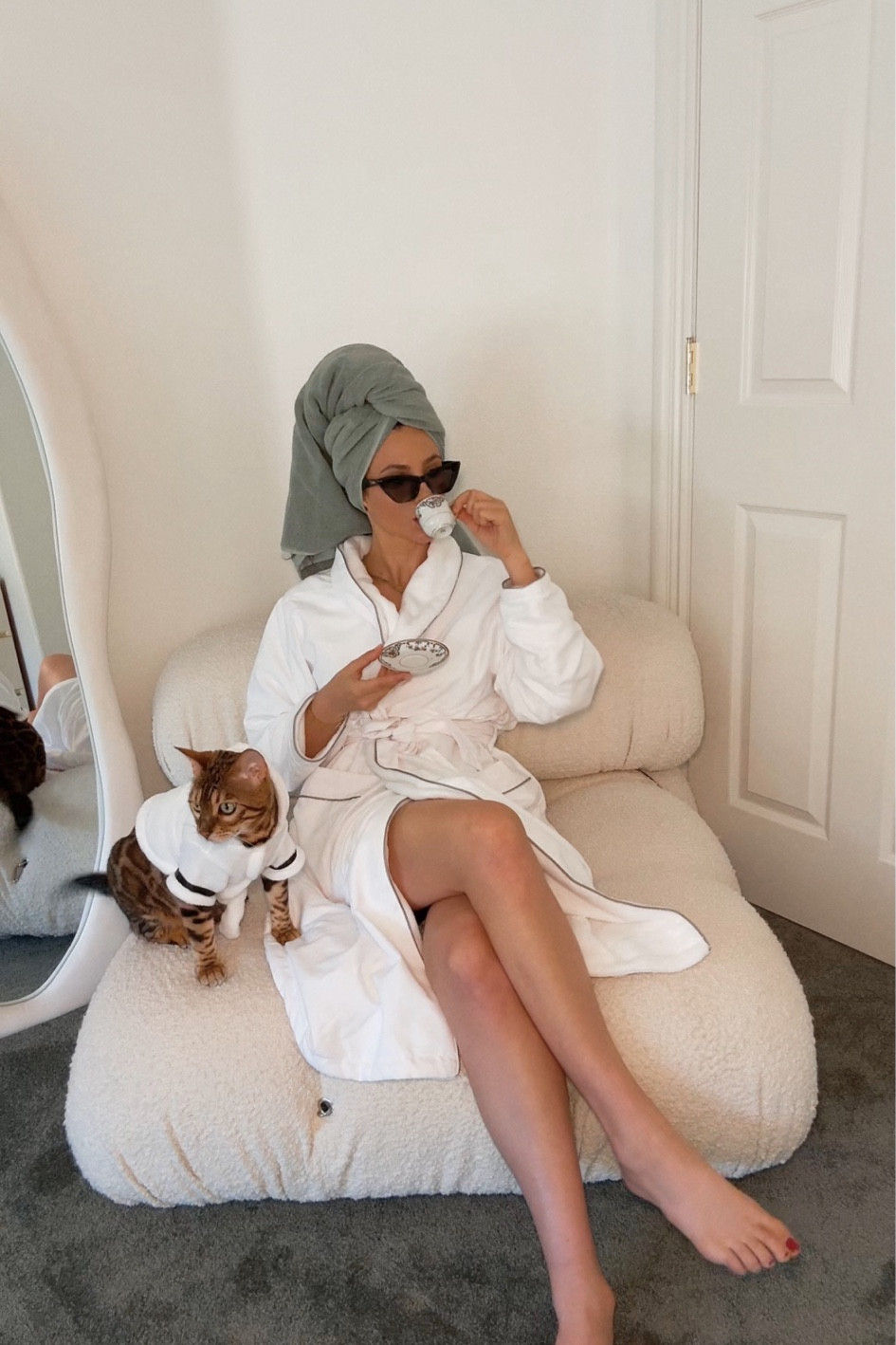matching robes with my cat 🧖🏻‍♀️🐱 I think she loves matching. 😊#robes #robe #whiterobe #sleepwear #phs #catrobe #matchingpets #petsmatching #catlady 

#LTKGiftGuide #LTKSaleAlert