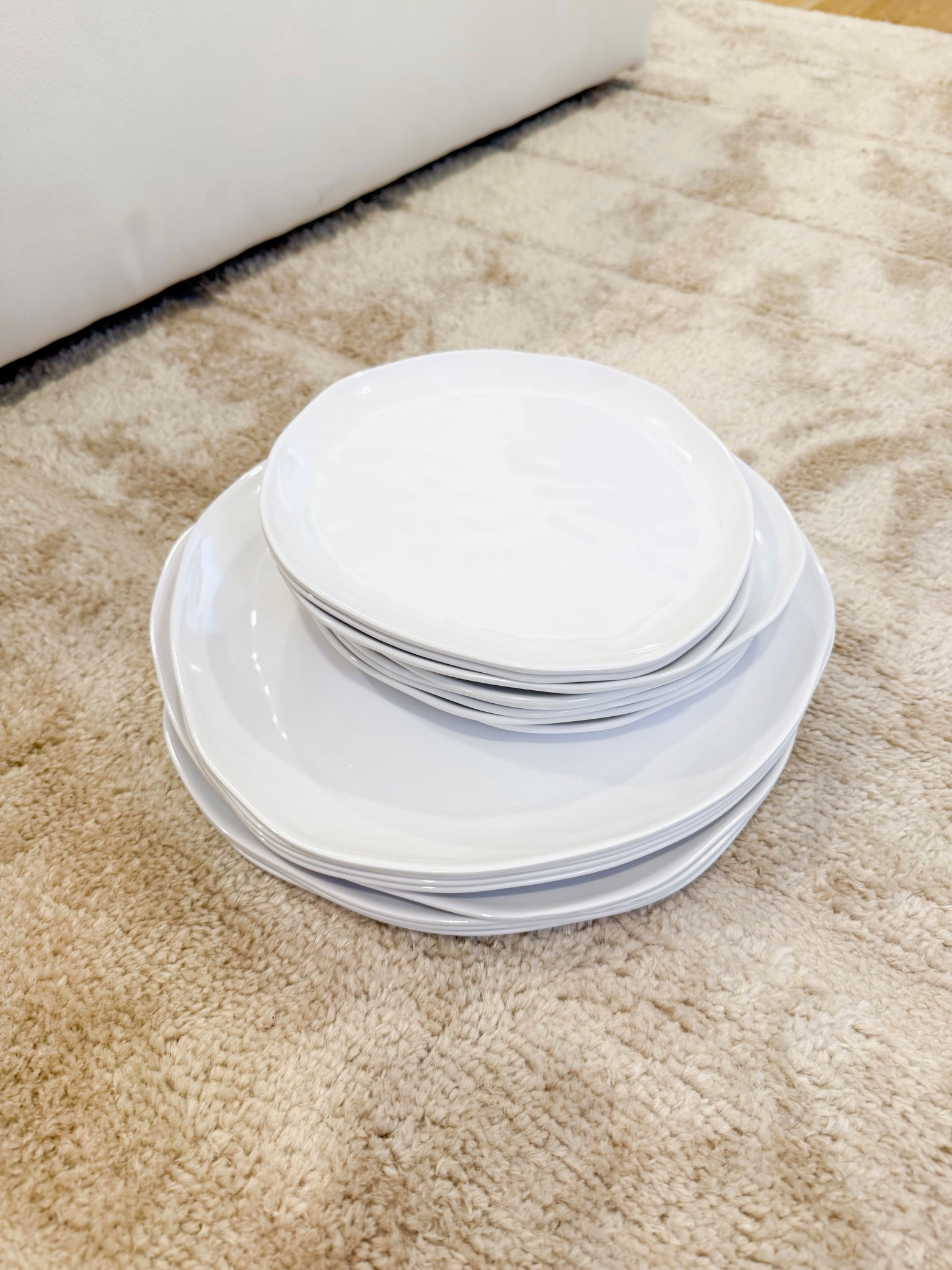 The most gorgeous oblong ridged white melamine dinner & salad plates perfect for outdoor dining from homegoods + homesense!! original brand is artisan de luxe but linking similar as well ♡

#LTKSeasonal #LTKHome #LTKFindsUnder50