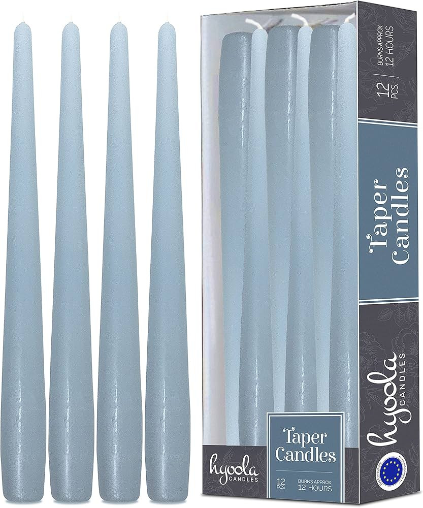 Hyoola Tall Taper Candles - 14 Inch Ice Blue Unscented Dripless Taper Candles - 12 Hour Burn Time... | Amazon (US)