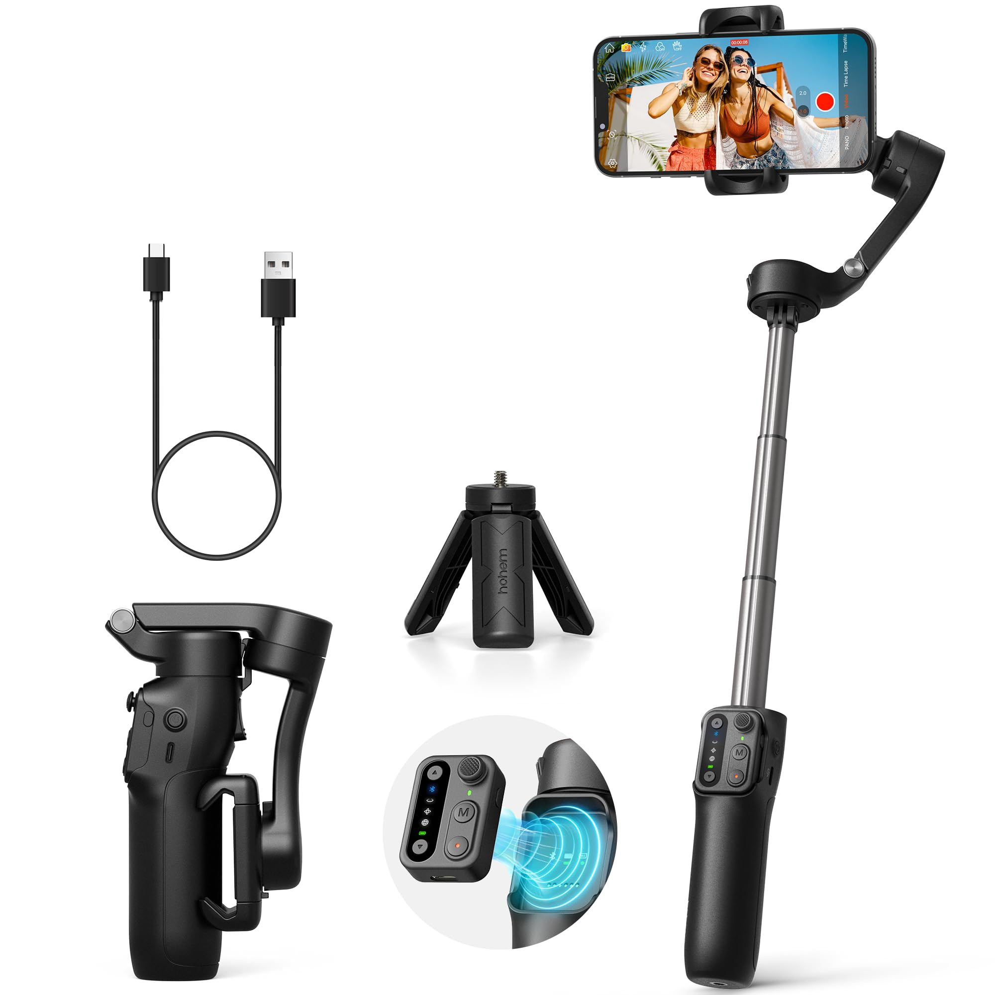 hohem iSteady X3 SE Plus Gimbal Stabilizer for iPhone, 3-Axis Phone Gimbal with Detachable Remote... | Amazon (US)