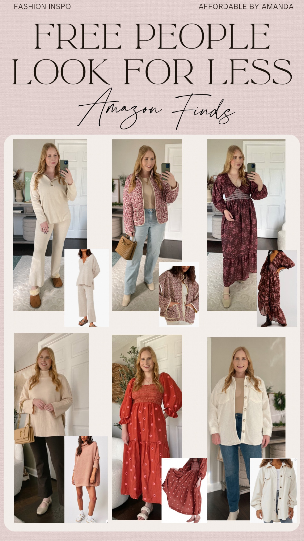 Free People lookalikes // free people look for less finds on Amazon, Affordable by Amanda shares Free People best lookalikes for less! 

#LTKSeasonal #LTKfindsunder50 #LTKMostLoved