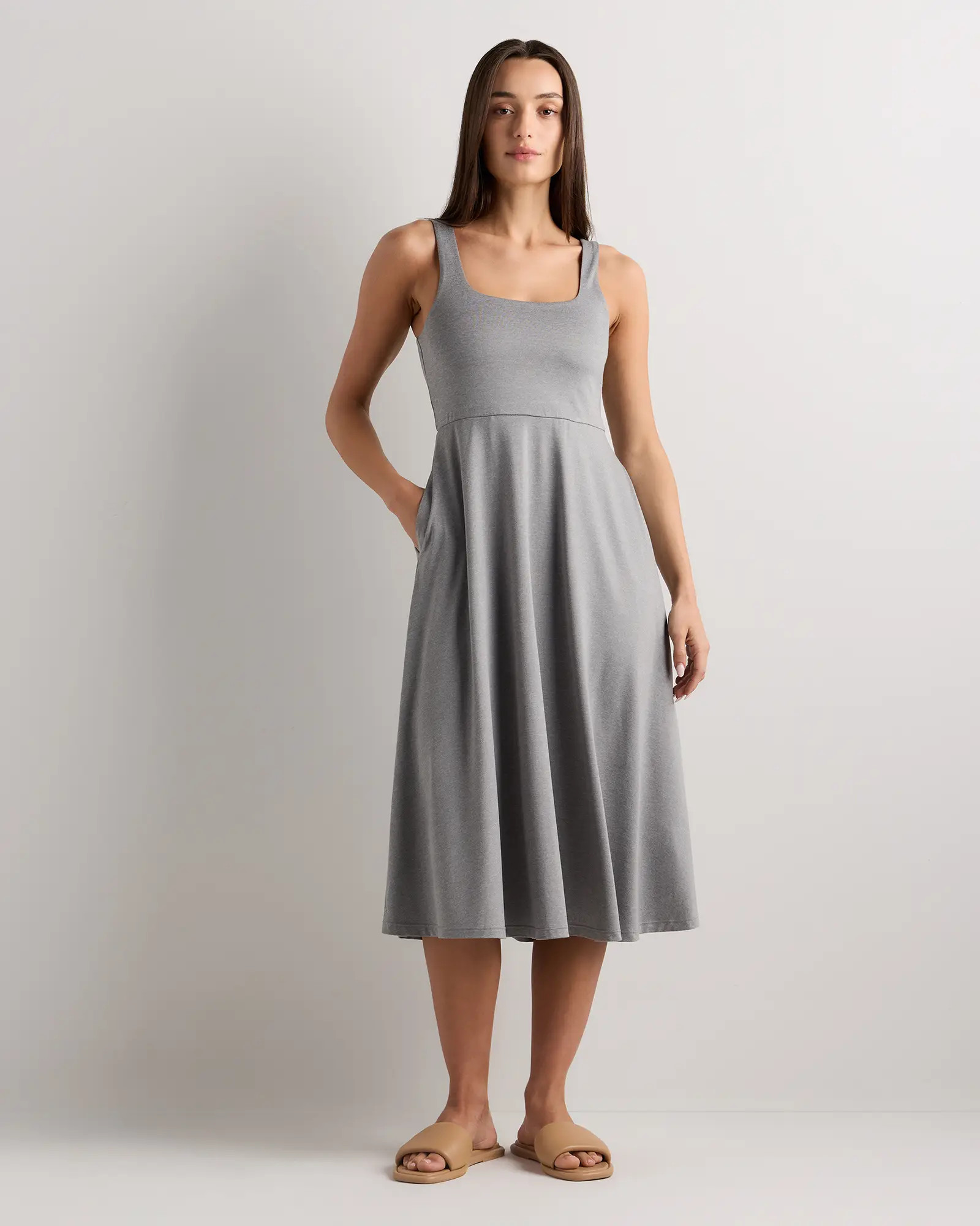 Flowknit Breeze Fit & Flare Dress in Heather Grey | Quince