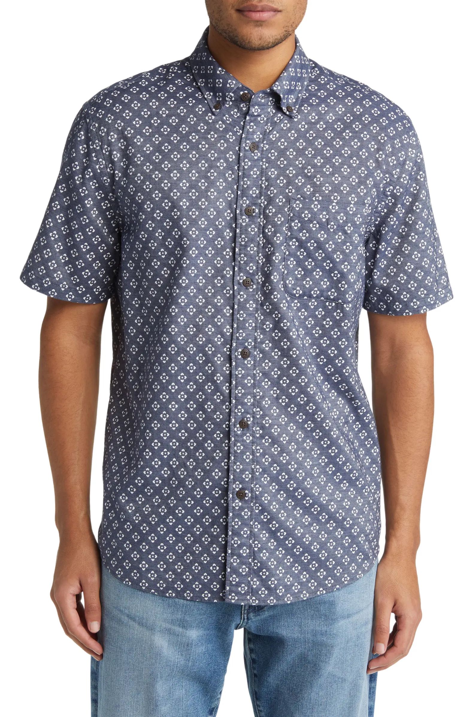 Playa Geo Print Stretch Short Sleeve Button-Down Shirt | Nordstrom
