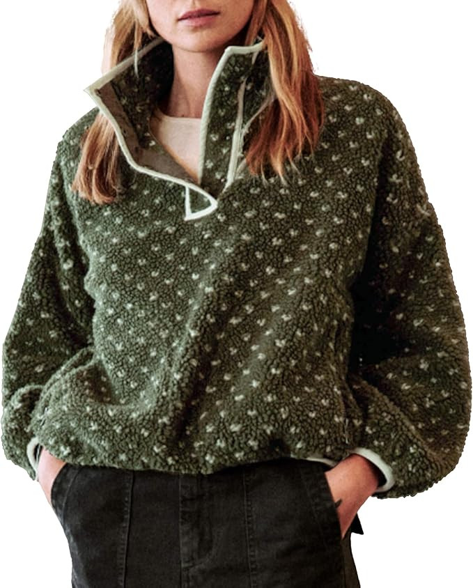 Hixiaohe Fleece Sweatshirt for Women Winter Long Sleeve High Neck Fuzzy Sherpa Pullover Jacket Wa... | Amazon (US)