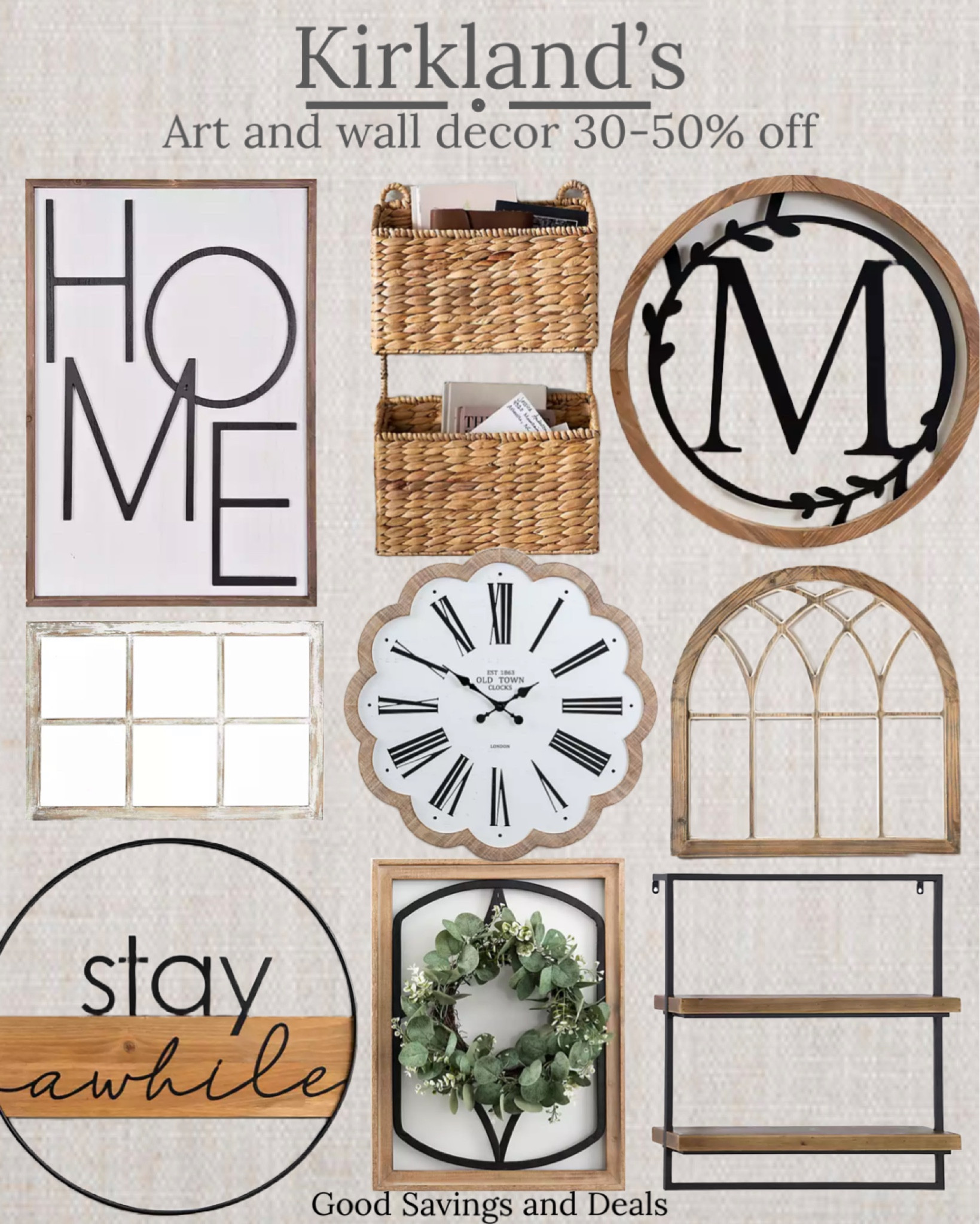 Wall decor up to 50% off, home accent decor, modern home style, modern farmhouse decor, monogram decor, clove wall clock, shelf, wall basket decor, panes, home.

#LTKFind #LTKsalealert #LTKhome