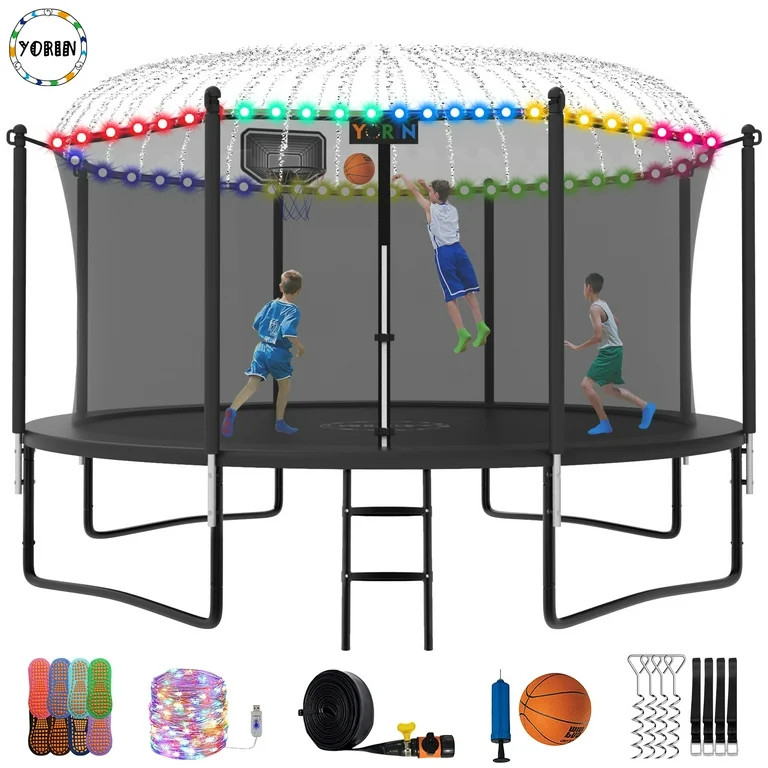 YORIN Trampoline, 1200LBS 12FT 14FT 15FT 16FT Trampoline for 4-5 Kids Adults with Enclosure Net, ... | Walmart (US)