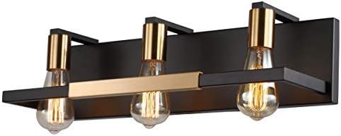 Hamilyeah Rustic Bathroom Light Fixtures Over Mirror, Matte Black and Gold Vanity Lights for Bath... | Amazon (US)