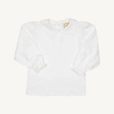 Maude's Peter Pan Collar Shirt & Onesie (Long Sleeve Pima) - Worth Avenue White | The Beaufort Bonnet Company