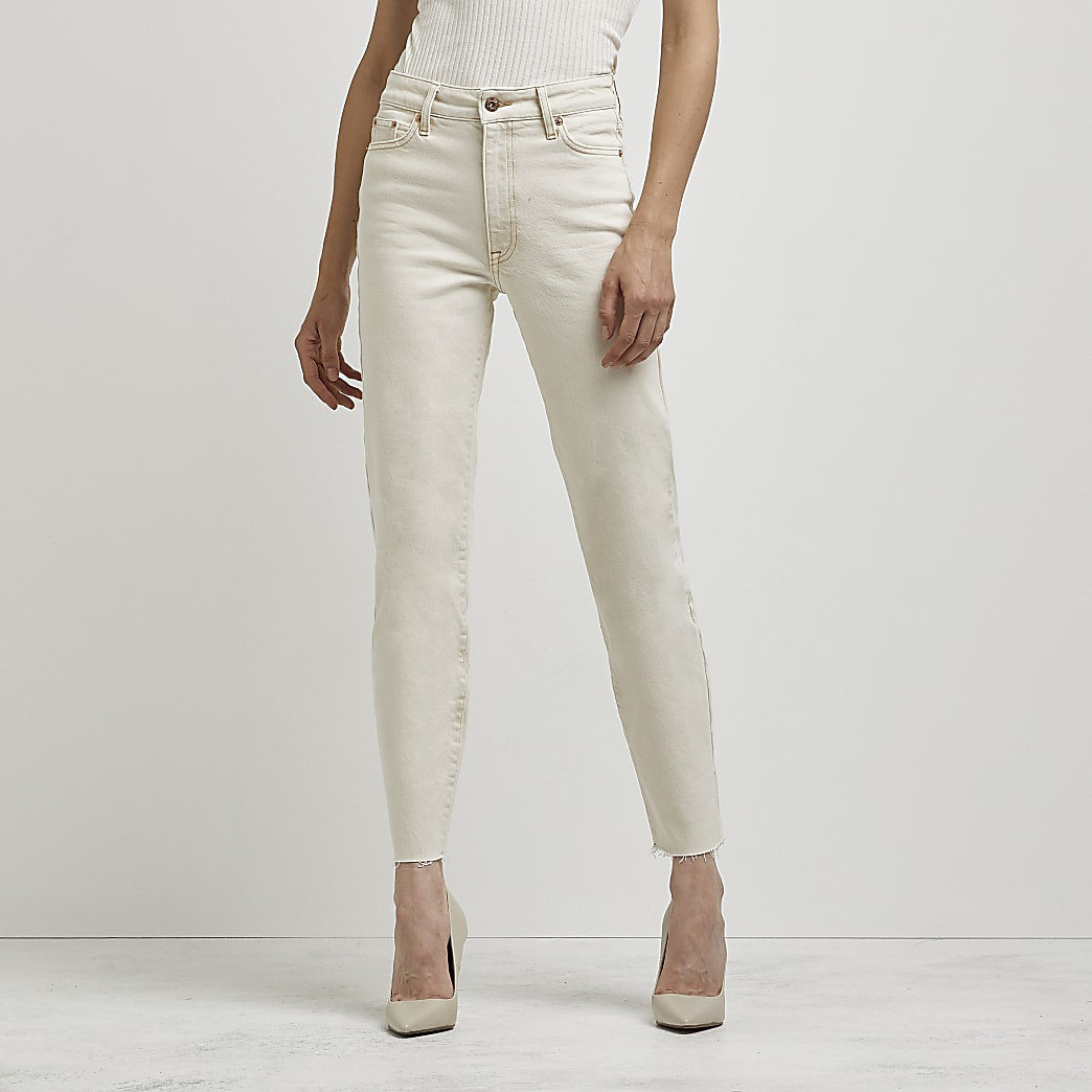 Ecru Blair high waisted jeans | River Island (UK & IE)