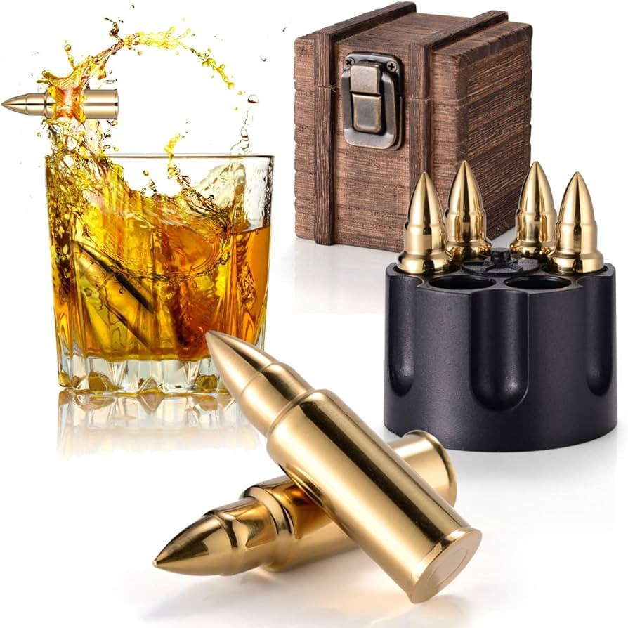 Eligara Whiskey Stones Set - Wooden Crate (6 pcs), Stainless Steel Ice Cubes Cooling Whisky Rocks... | Amazon (CA)