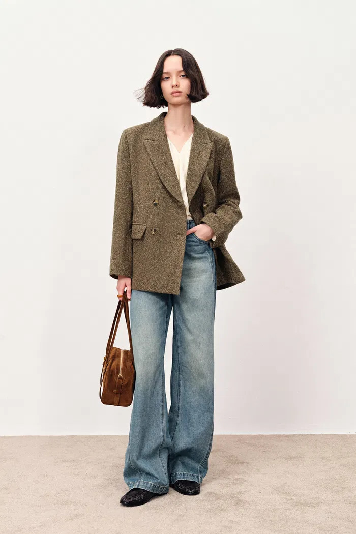 Rottana One-Hand Long Wool Blazer in Merino Wool | Fabrique