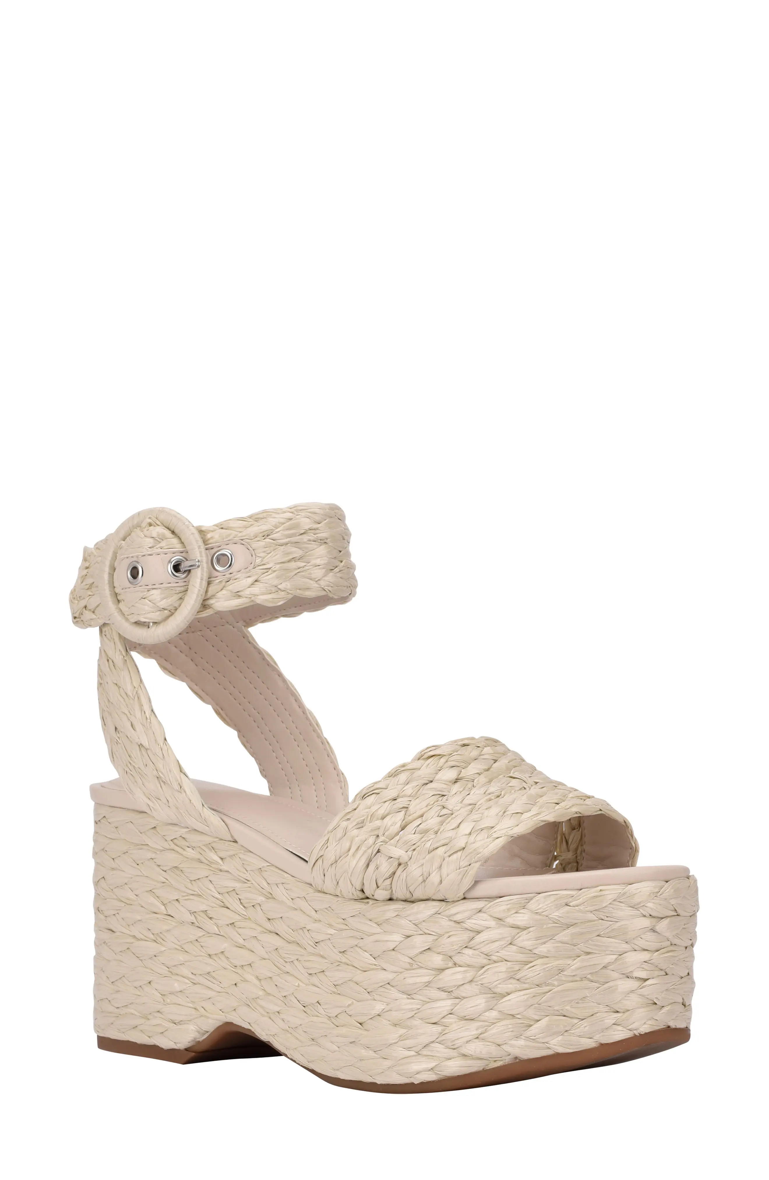 Marc Fisher LTD Marcell Espadrille Platform Sandal in Ivory 01 at Nordstrom, Size 11 | Nordstrom