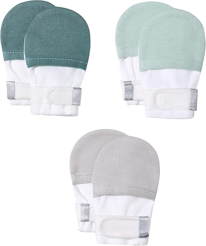 Baby Newborn No Scratch Mittens Stay On, 100% Cotton Adjustable 0-12M | Amazon (US)