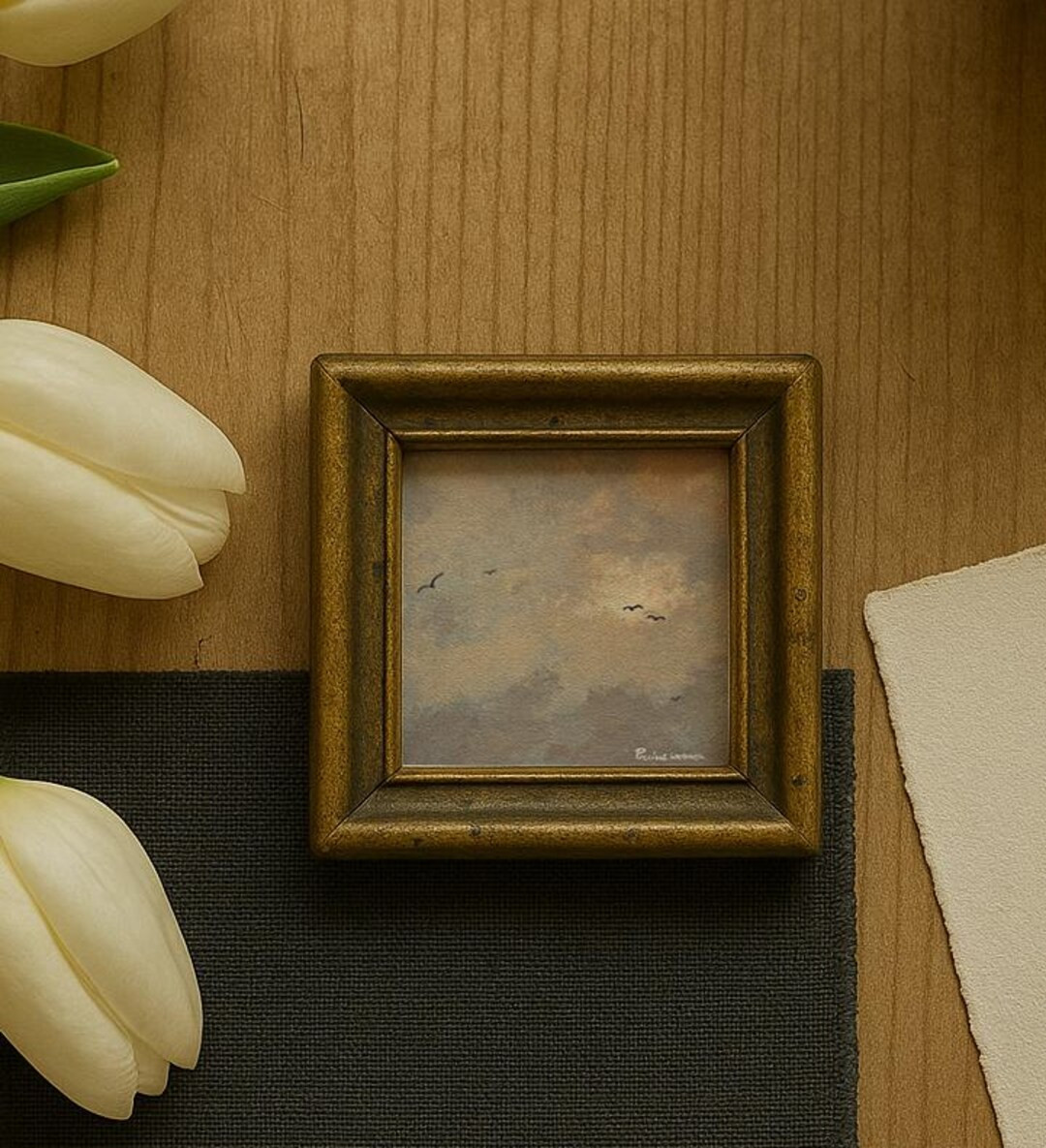 Original Hand-Painted Sky with Birds Fine Art Print – Moody Cloudscape Wall Art, Vintage Pastel... | Etsy (US)