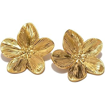 Gold Silver Vintage Flower Earrings Small Fragrant Camellia Flower Chunky Stud Earrings Delicate ... | Amazon (US)