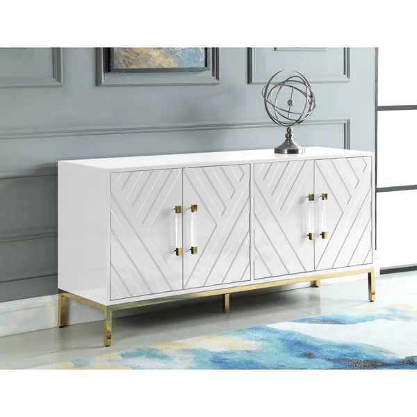 Strick & Bolton Fourier Geometric 4-door Sideboard - White | Bed Bath & Beyond