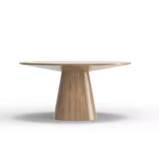 Cove Round Natural Wood 59 Pedestal Dining Table Seats 6 | The Home Depot