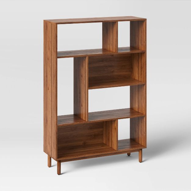 57" Johannson Mid-Century Modern 4 Shelf Display Bookcase Brown - Project 62™ | Target
