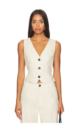 Allegra Linen Vest in Natural | Revolve Clothing (Global)