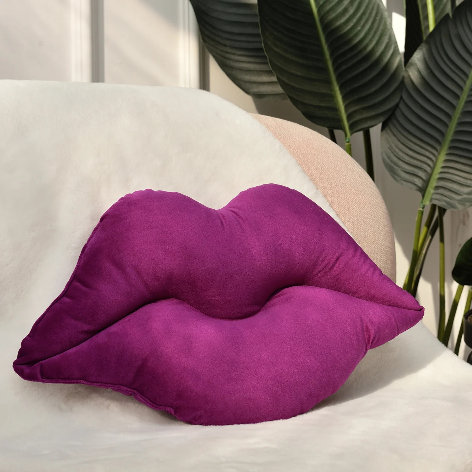 Phantoscope 3D Lip Shape Soft Velvet Series Decorative Throw Pillow, 13.5" x 20.5", Purple, 1 Pac... | Walmart (US)