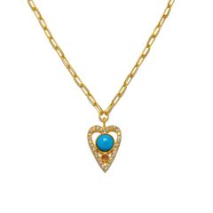 Turquoise Open Heart Pendant Necklace | Sequin