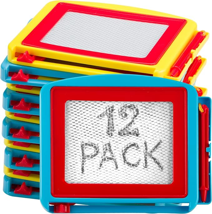 Mini Magnetic Drawing Board for Kids - (Pack of 12) Erasable Doodle Sketch Tablet and Travel Writ... | Amazon (US)