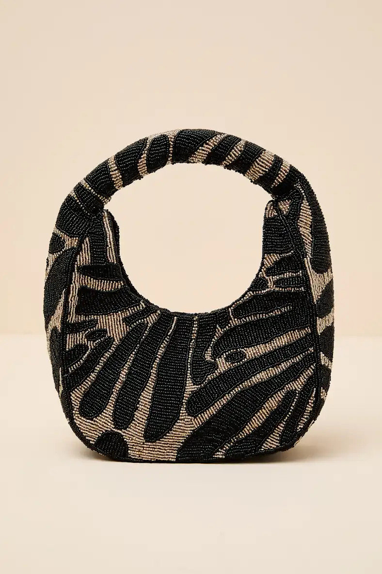 Brooklyn Black and Beige Beaded Handbag | Lulus