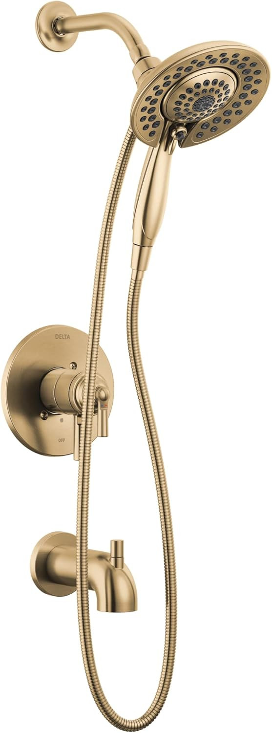 Delta Faucet Saylor 17 Series Gold Tub and Shower Faucet Combo with In2ition 2-in-1 Shower Head w... | Amazon (US)