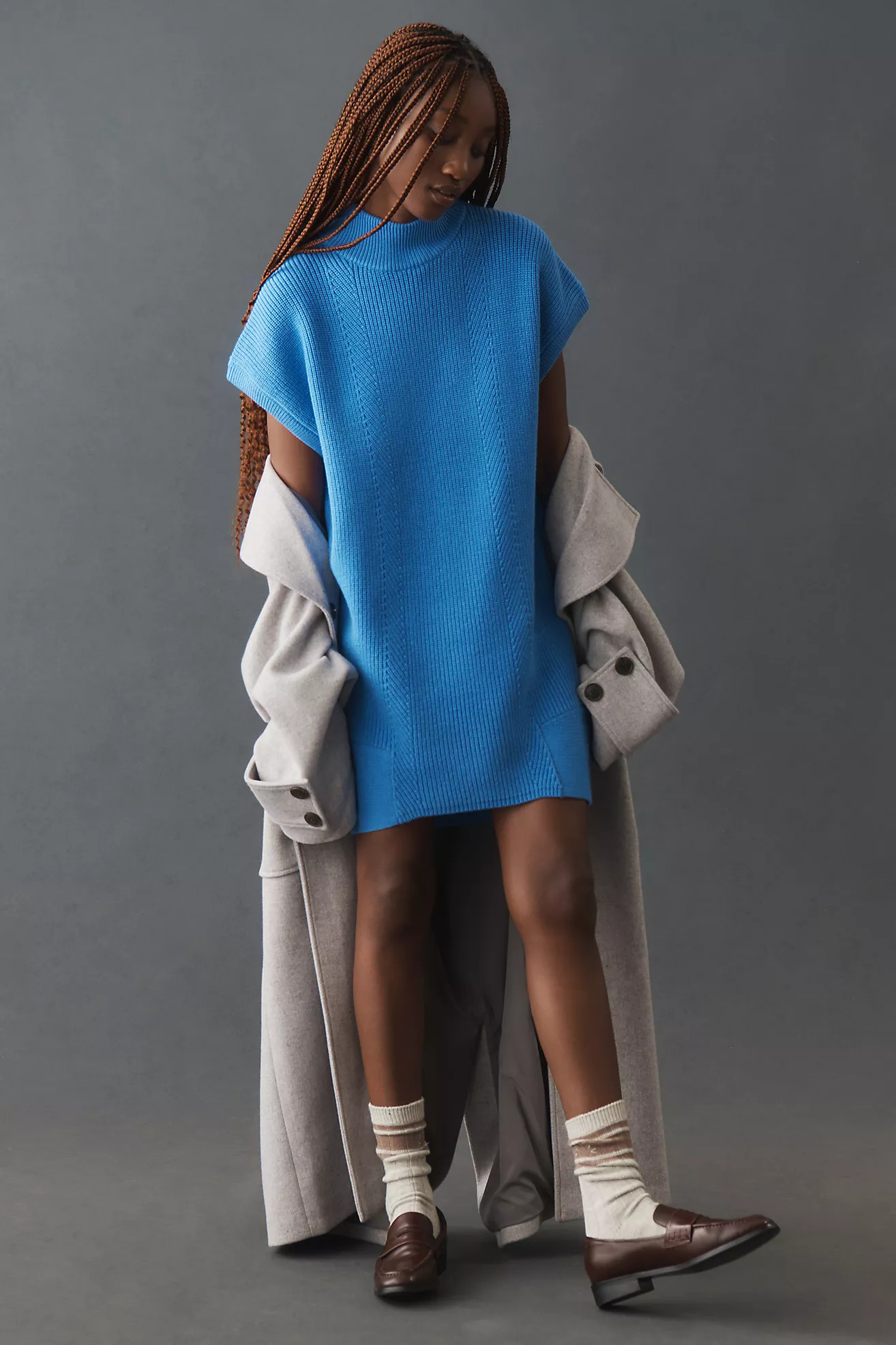 By Anthropologie Short-Sleeve Mock-Neck Sweater Mini Dress | Anthropologie (US)