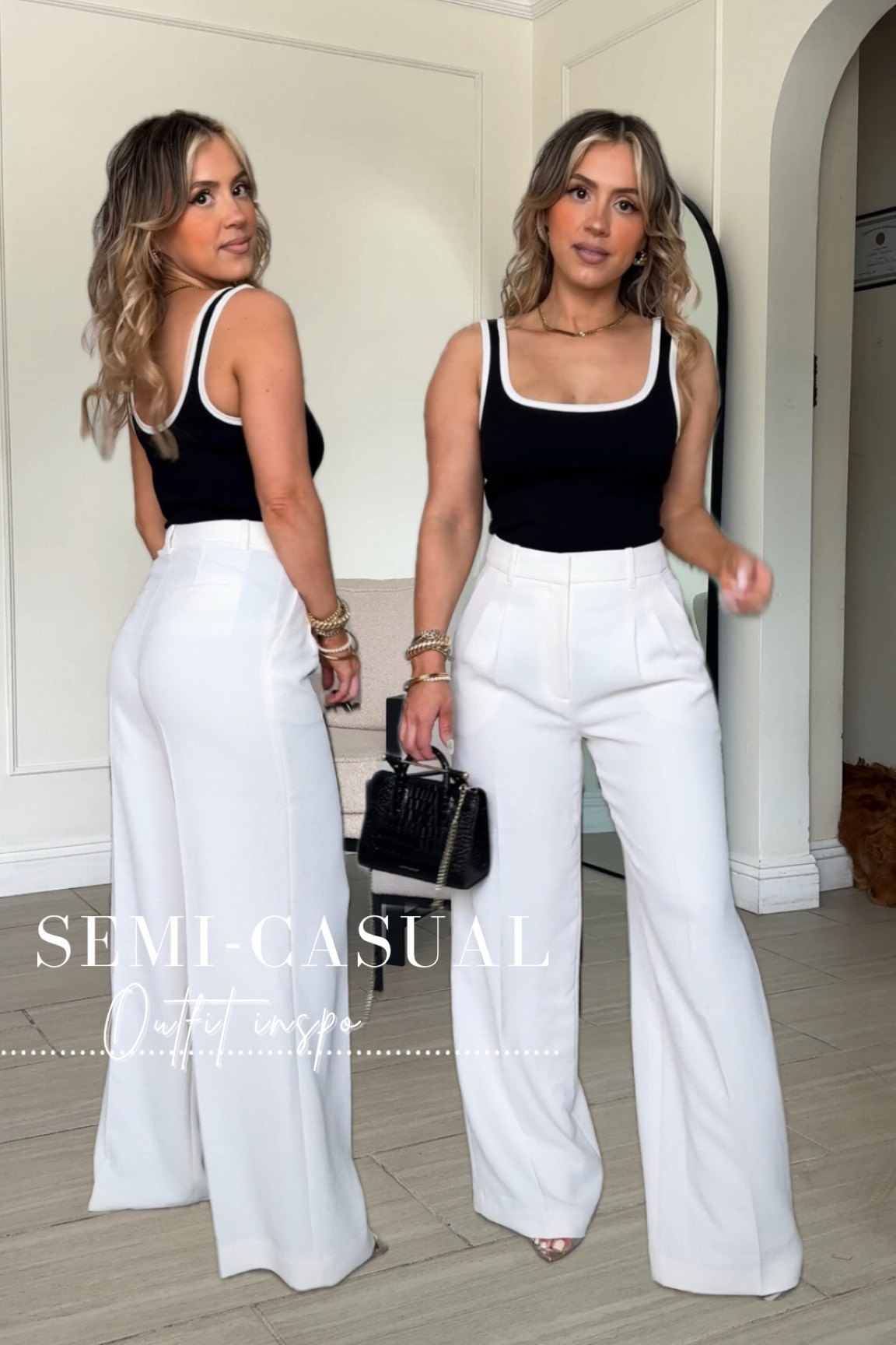 Semi-casual trouser outfit 😁

✔️ size 6 in trousers in color LIGHT BIRCH 
✔️I linked a more affordable dupe for these trousers. I lovvve them as well and have them in several colors (including ivory). I wear them in size S long thin (they run short I'm right under 5'3)
✔️ size small in tank 
✔️ high waisted nude undies are a must with these trousers. 

#LTKStyleTip #LTKU #LTKFindsUnder100